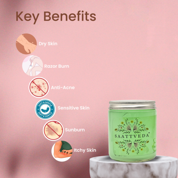 Saattveda ® Pure & Natural Aloe Vera Pulp  Enriched With Vitamin E - Multipurpose Gel / pulp for Skin and Hair
